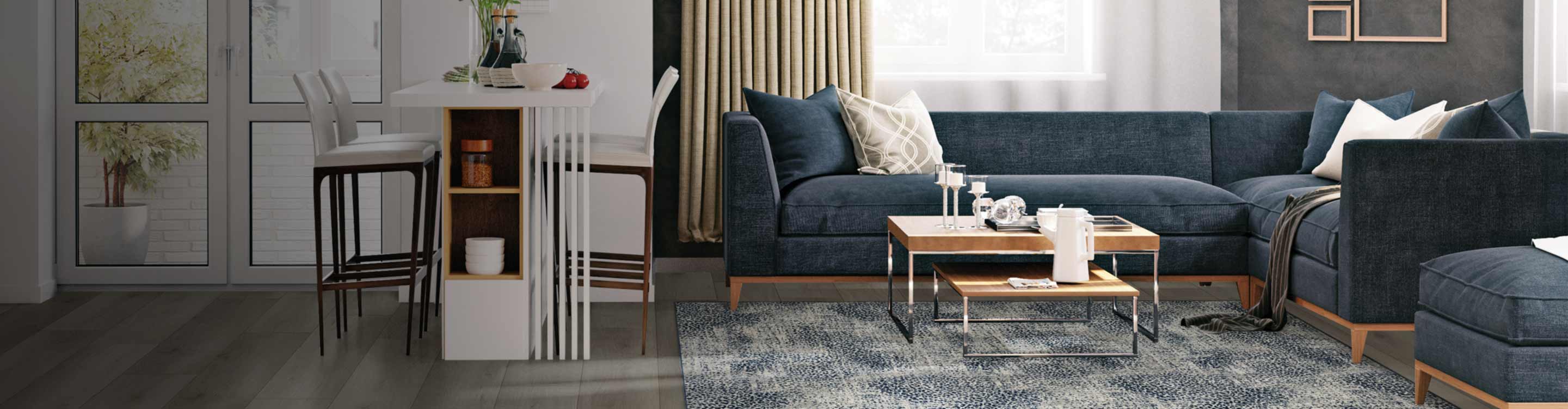 gray and blue area rug 