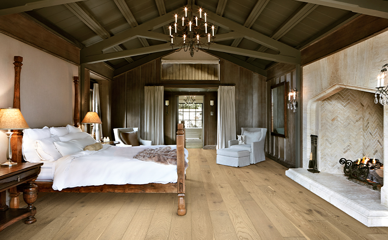rustic wooden flooring in a farmhouse